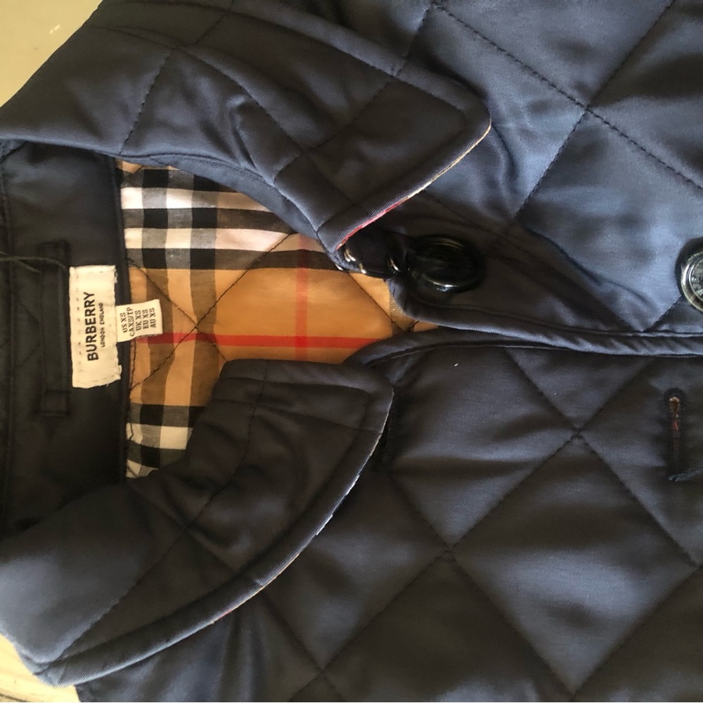 Navy BLUE Burberry printed jacket.